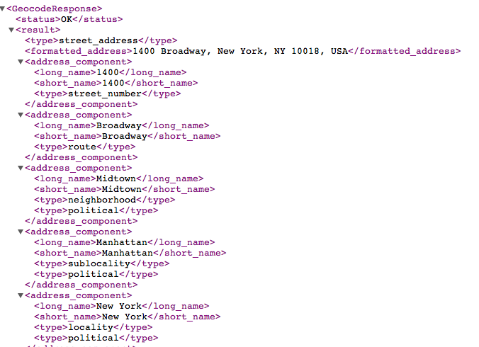 Geocode response