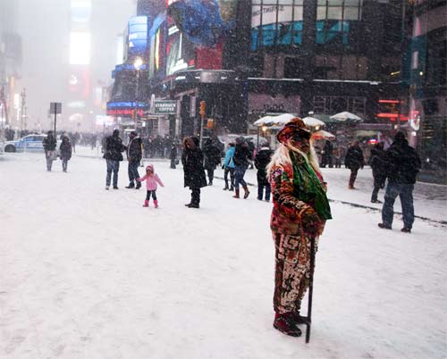 Snowstorm in Times Square