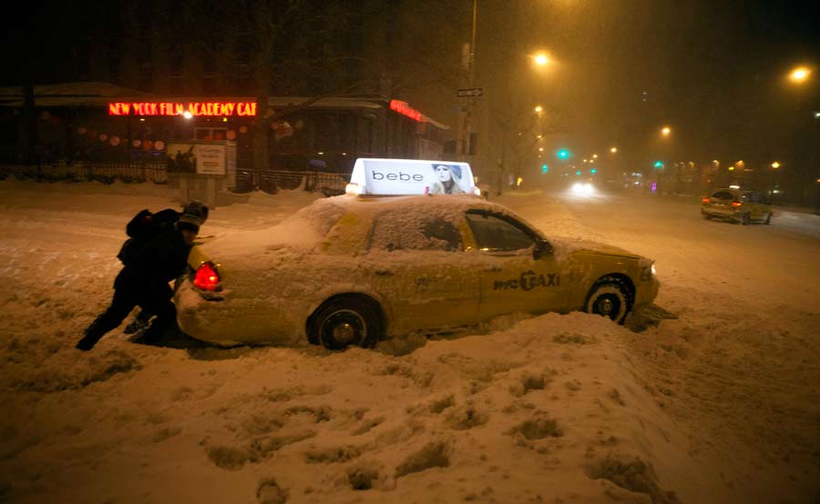 Pushing a taxi