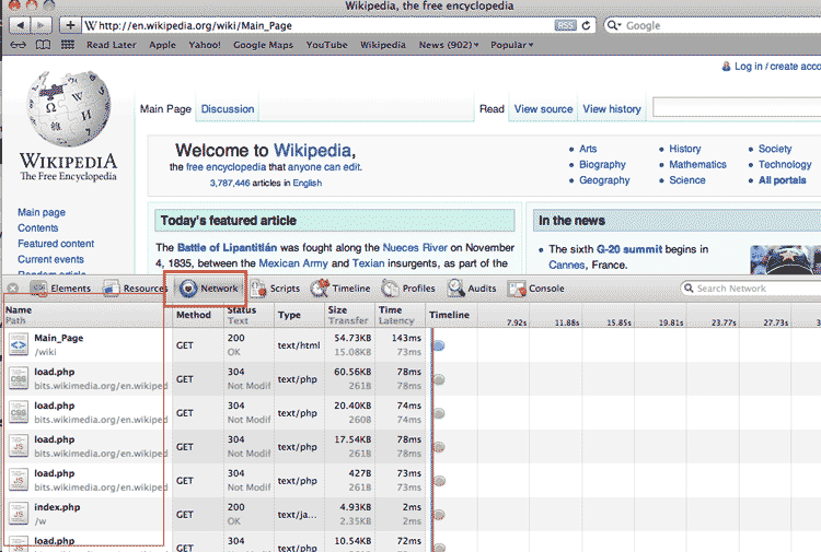 Wikipedia with net panel